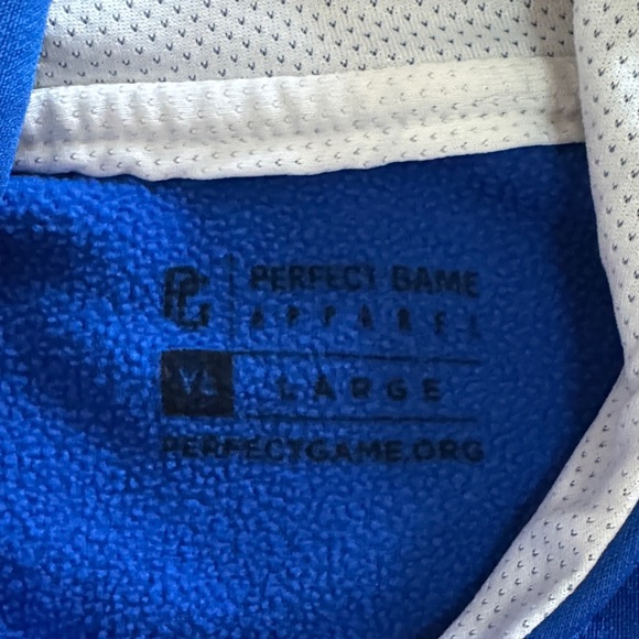 Blue and White Kids Baseball Hoodie - Picture 3 of 5